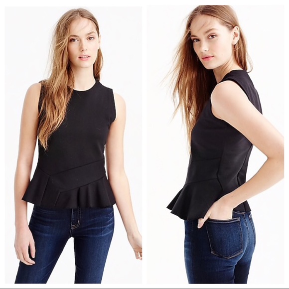 J. Crew Tops - J Crew black Structured flutter-hem top, S